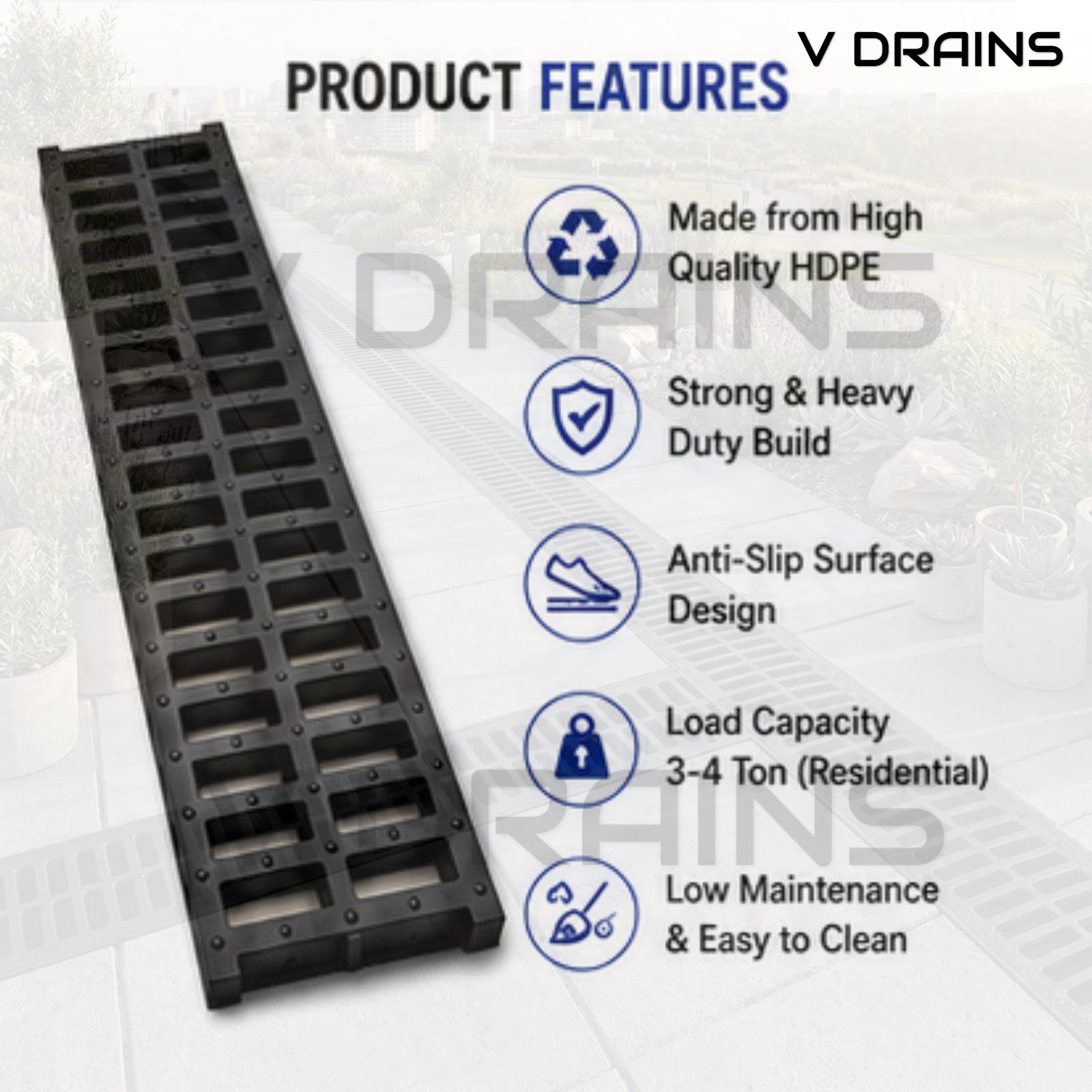 Channel Drain Grating in Plastic