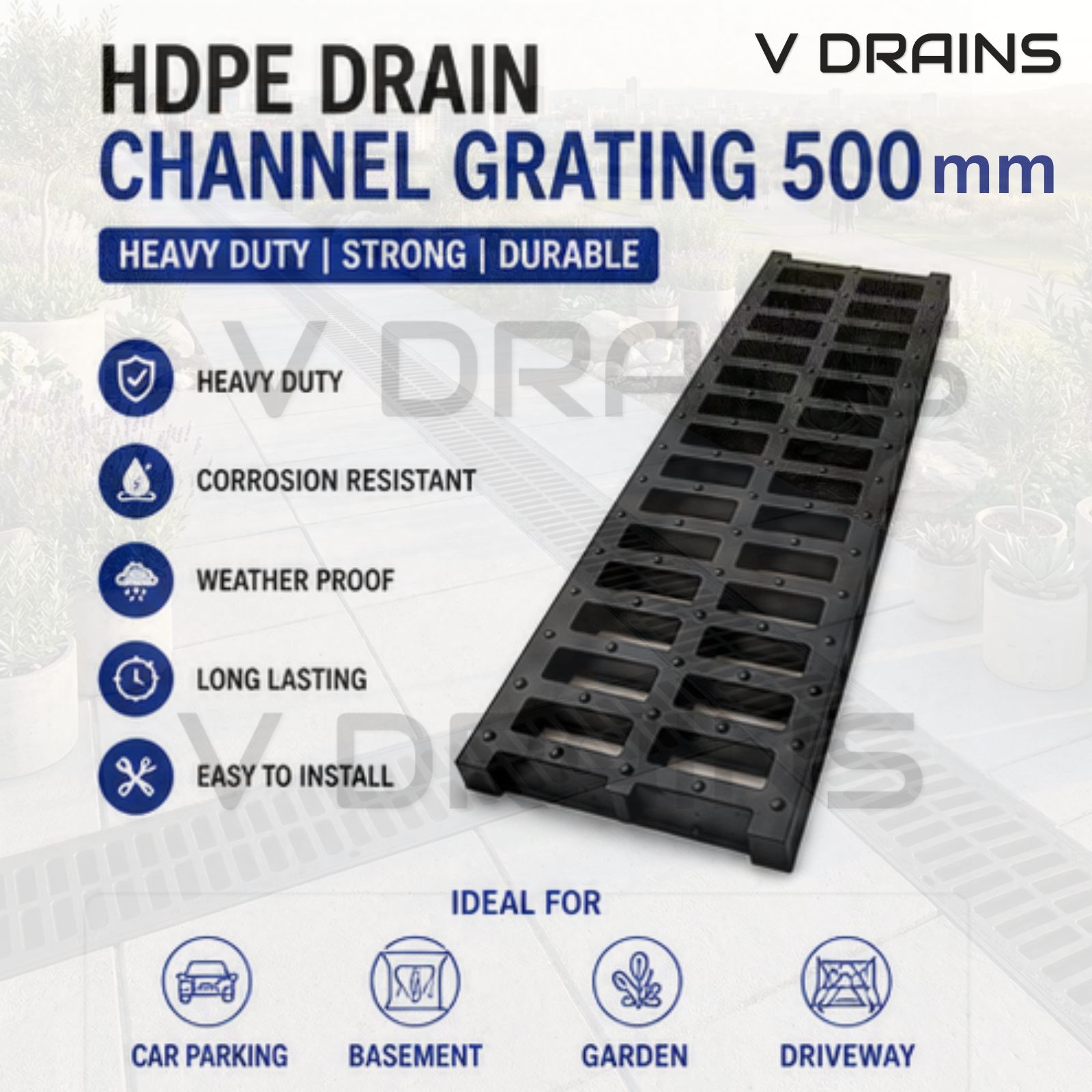 Channel Drain Grating in Plastic
